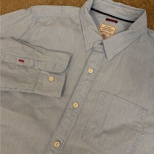 Fat Face Mens Size Large Blue Striped Pinstripe Long Sleeve Button Down Shirt